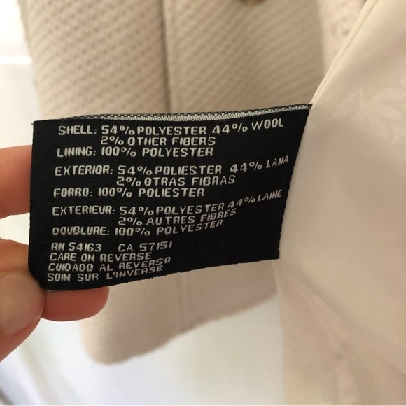 JESSICA SIMPSON Women’s Cream Buttoned Pea Coat Wool BlendSize XS - Picture 9 of 14